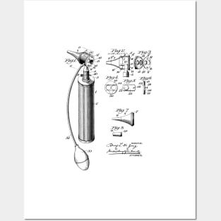 Otoscope Vintage Patent Hand Drawing Posters and Art